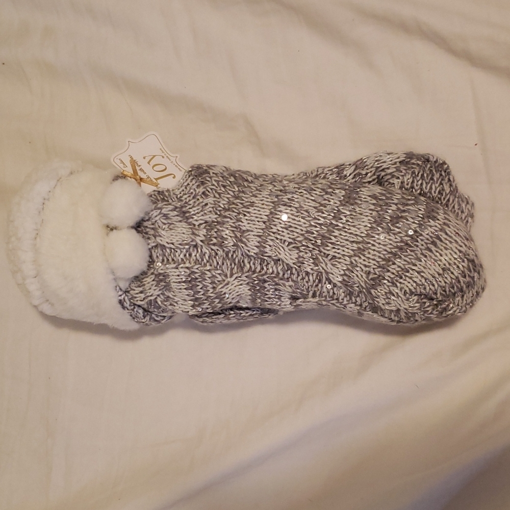 Faux fur slipper socks